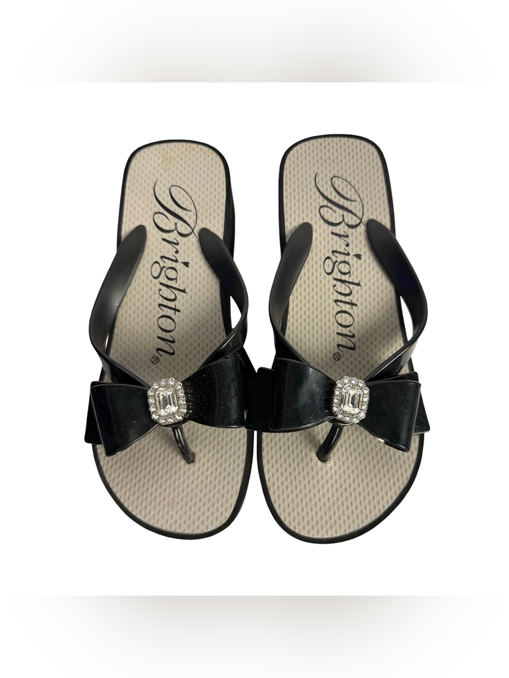 New Brighton Bowie Black Bow Wedge Sandals Size 6